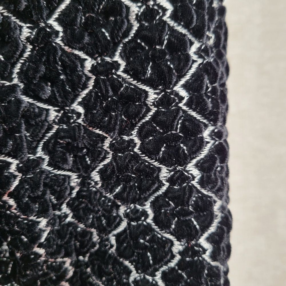 Cache Vintage Black Velvet and Gray Faux Fur Women's Carigan Sweater - Picture 5 of 13